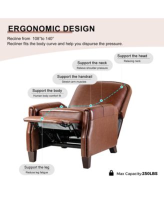 Hickey Modern Genuine Leather Recliner with Nailhead Trim