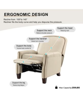 Hickey Modern Genuine Leather Recliner with Nailhead Trim