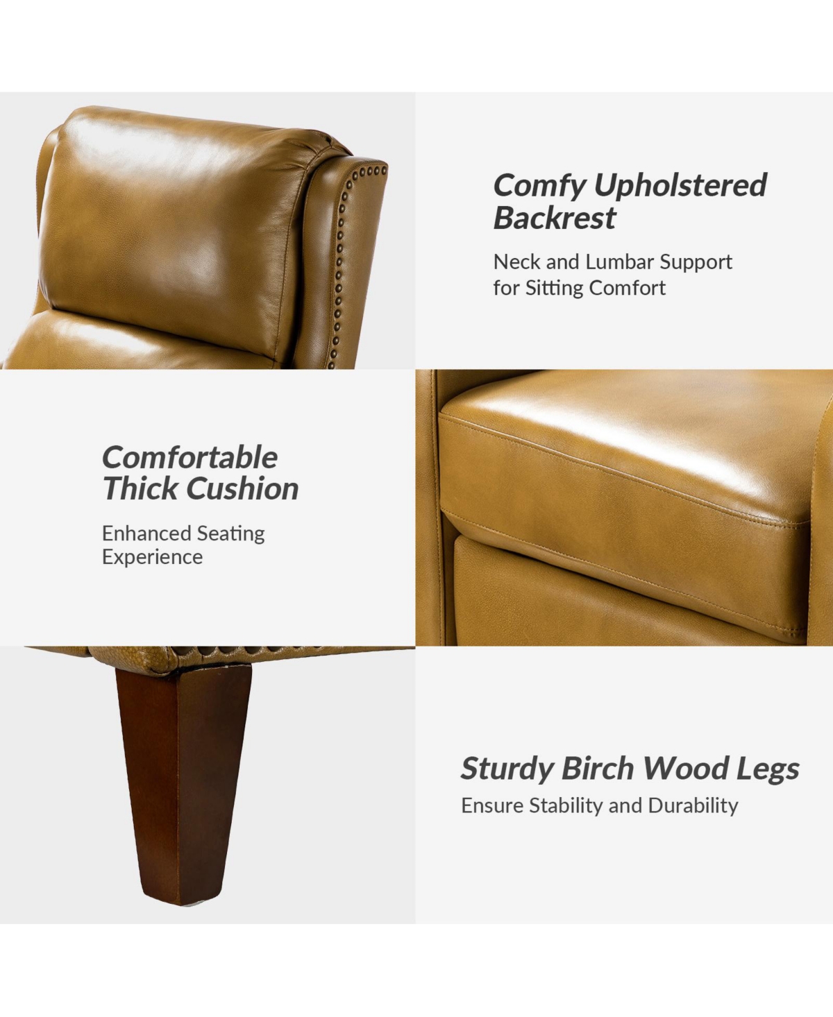 Hulala Home Leather Pushback Recliner chair with Adjustable Backrest for Livingroom