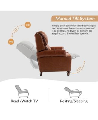 Franco Traditional Genuine Leather Manual Recliner