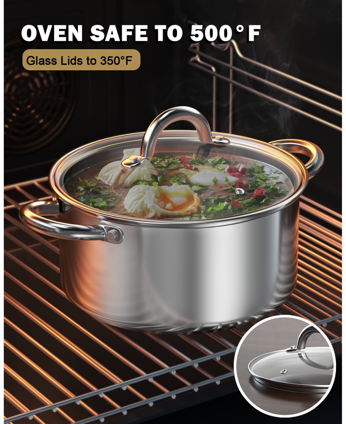 Cook N Home Stockpot with Lid, BasicsSoup Pot, 8-Quart - Stainless steel