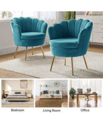 Modern Velvet Barrel Chair with Channel Tufted Back