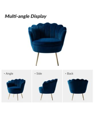 Modern Velvet Barrel Chair with Channel Tufted Back