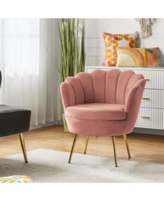 Modern Velvet Barrel Chair with Channel Tufted Back
