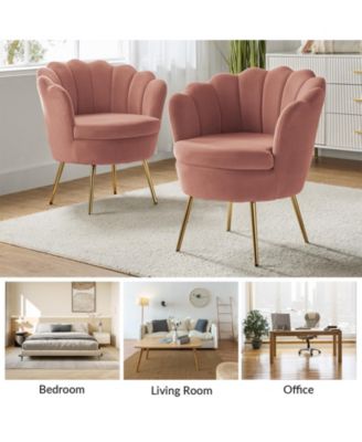 Modern Velvet Barrel Chair with Channel Tufted Back