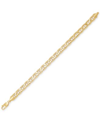 Men's Polished Mariner Link Chain Bracelet in 14k Gold