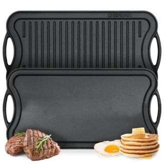 CHEFSSPOT Preseasoned Cast Iron Reversible Griddle Plate Pan