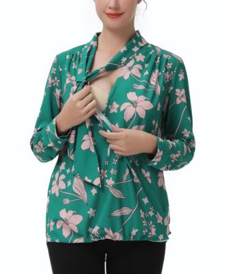 Maternity Tie Neck Nursing Blouse
