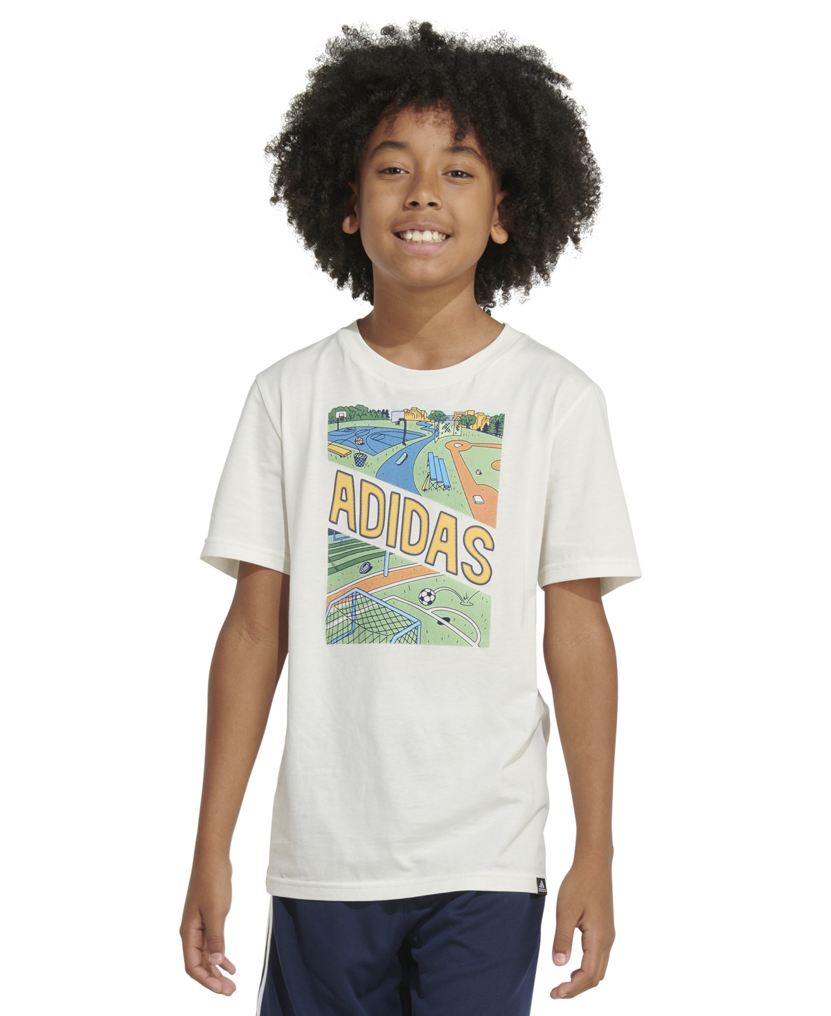 Shop Adidas Originals Big Boys Short-sleeve Play Sport Graphic Cotton T-shirt In Off White
