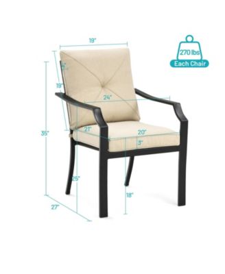 4 Pieces Outdoor Dining Set with Removable Cushions and Rustproof Steel Frame