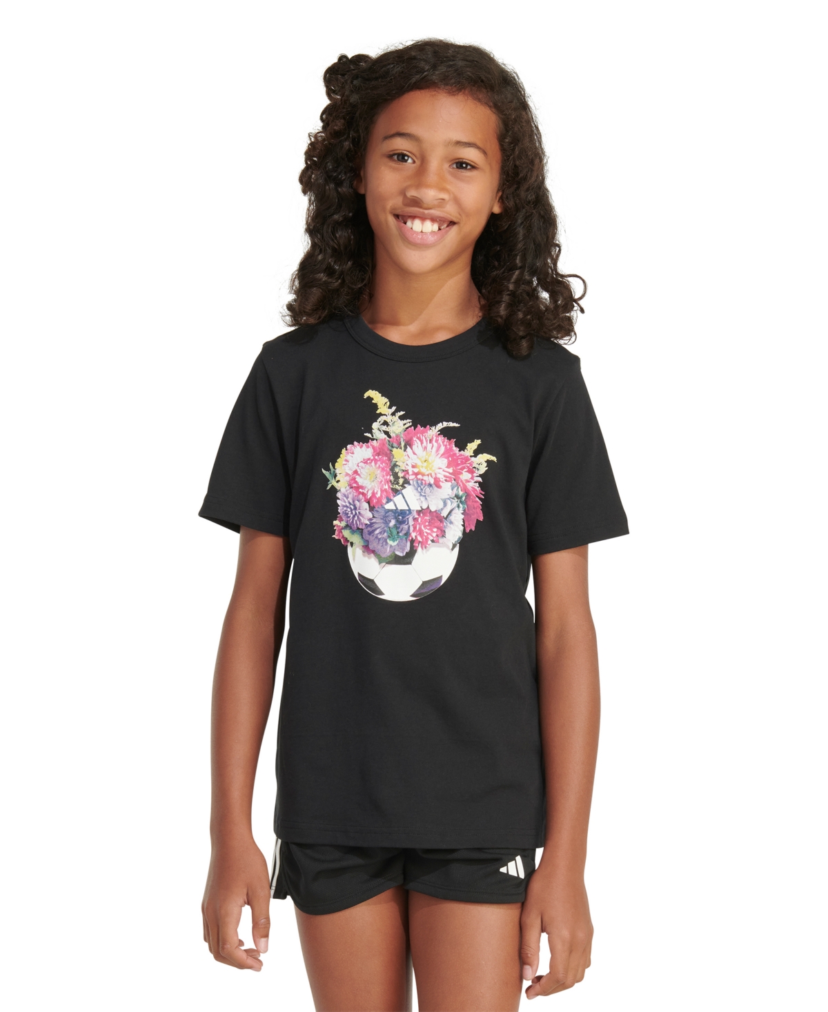 Shop Adidas Originals Big Girls Short-sleeve Cotton Logo Graphic T-shirt In Black W Multi