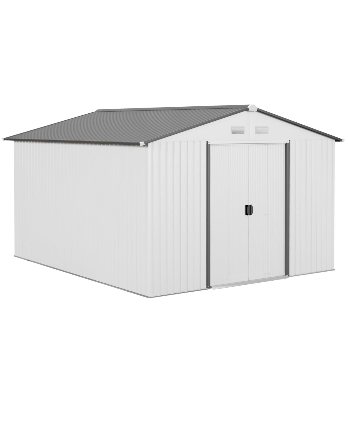 11' x 9' Steel Outdoor Utility Storage Tool Shed Kit for Backyard Garden, Silver - Silver