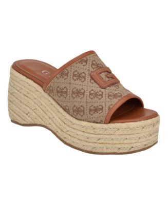 GUESS Women's Zakki One Band Logo Slide Espadrille Wedge
