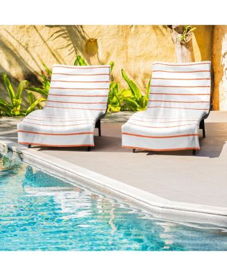 Cotton Terry Lounge Chair Covers, 2-Pack, 30" x 85" with Pocket Design