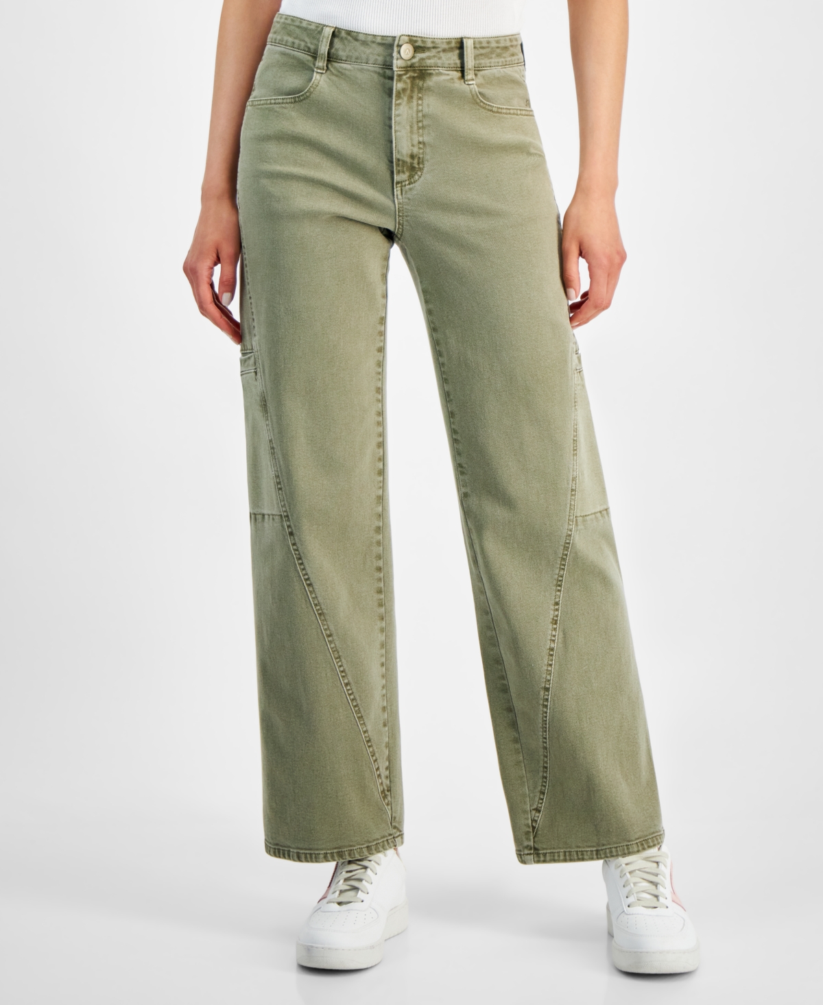 And Now This Women's Twisted-Seam Cargo Wide-Leg Jeans, Created for Macy's