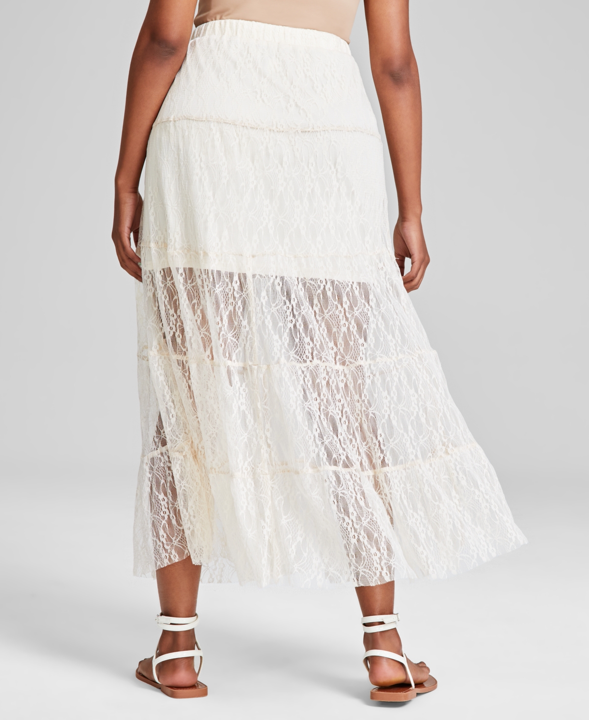 And Now This Women's Pull-On Tiered Lace Maxi Skirt, Created for Macy's
