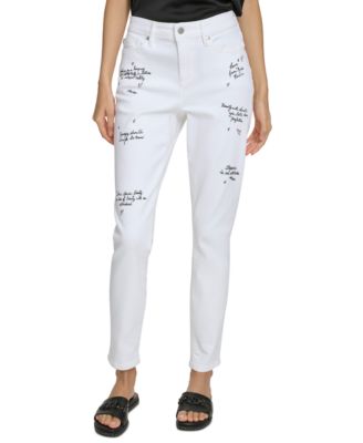 KARL LAGERFELD PARIS - Women's Signature Script-Print Straight Jeans
