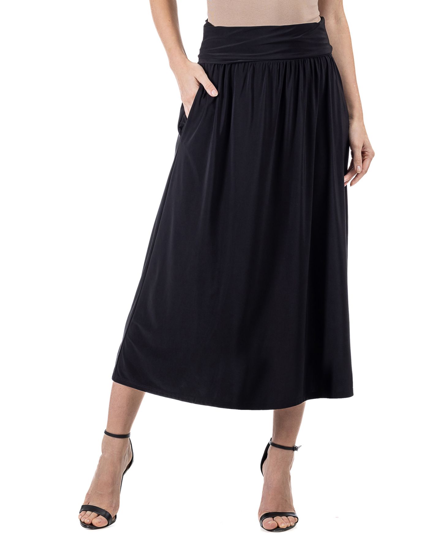 Женская юбка 24seven Comfort Apparel Foldover Maxi Pocket, цвет: Чёрный — фото 1