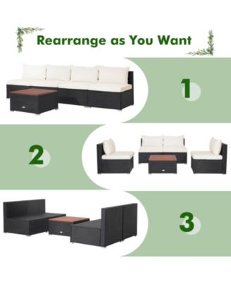 5 Piece Outdoor Furniture Set with Solid Tabletop and Soft Cushions