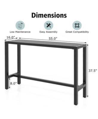 55 Inch Outdoor Bar Table with Waterproof Top and Heavy-duty Metal Frame