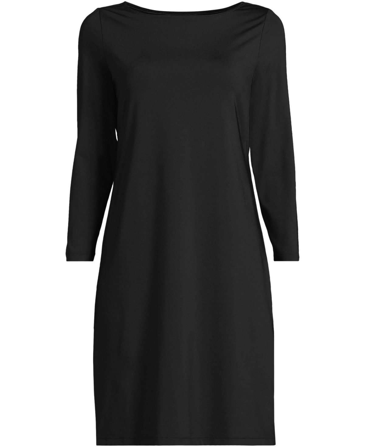 Lands' End Plus Size 3/4 Sleeve Boatneck Swim Cover-up Dress