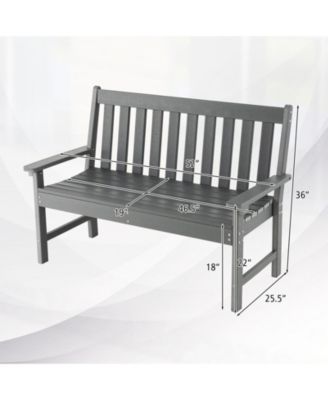 52 Inch All-Weather HDPE Outdoor Bench with Backrest and Armrests