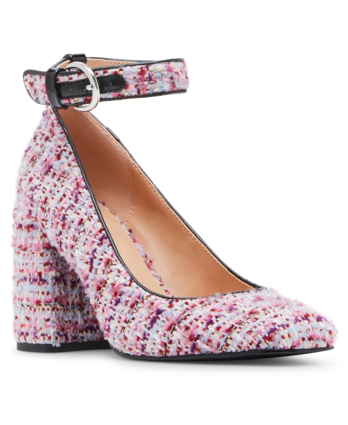Madden Girl Whishing Ankle-strap Two-piece Pumps In Pink Multi Boucle