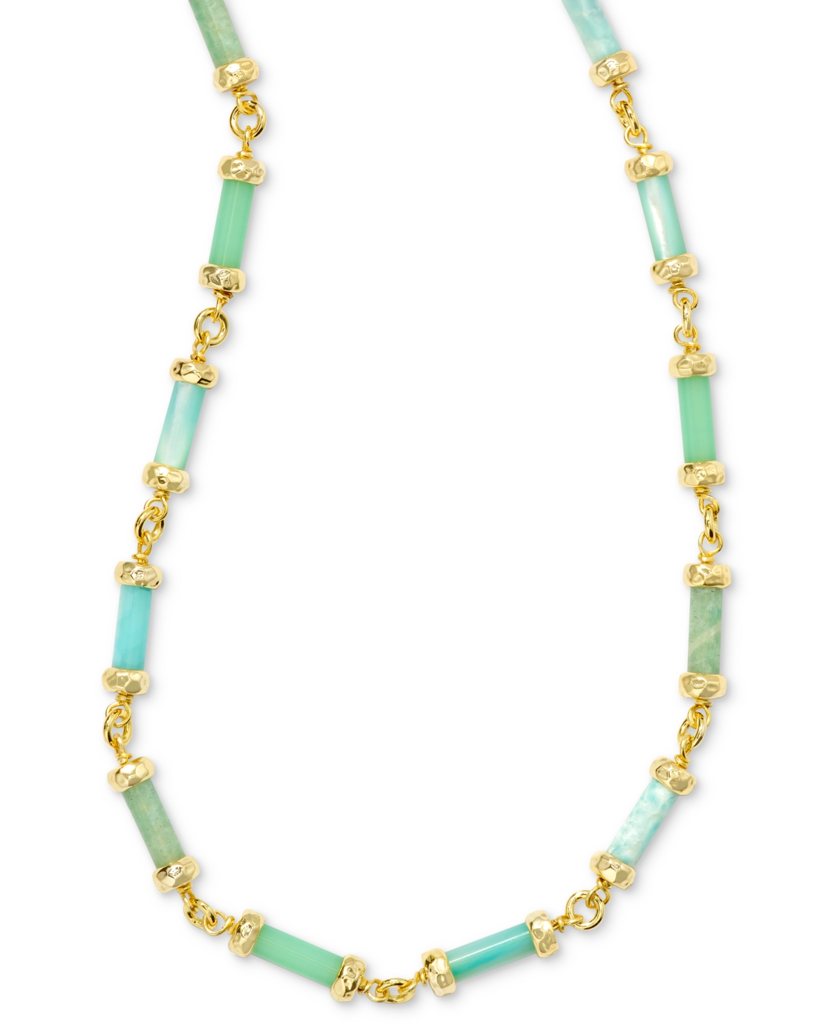 Kendra Scott 14k Gold-plated Mixed Bead Adjustable Strand Necklace, 14" + 5" Extender In Green