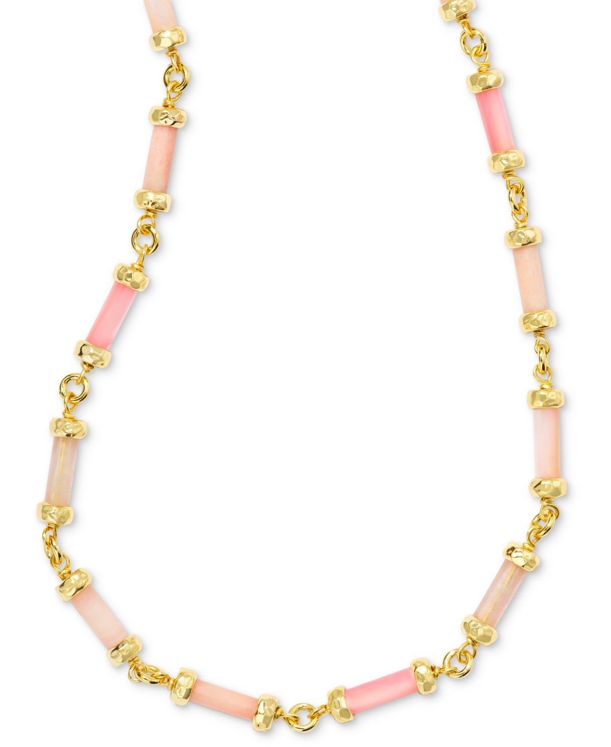 14k Gold-Plated Mixed Bead Adjustable Strand Necklace, 14" + 5" extender - Gold Blue