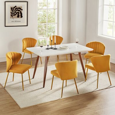 Aruna Velvet Side Chair with Metal Legs