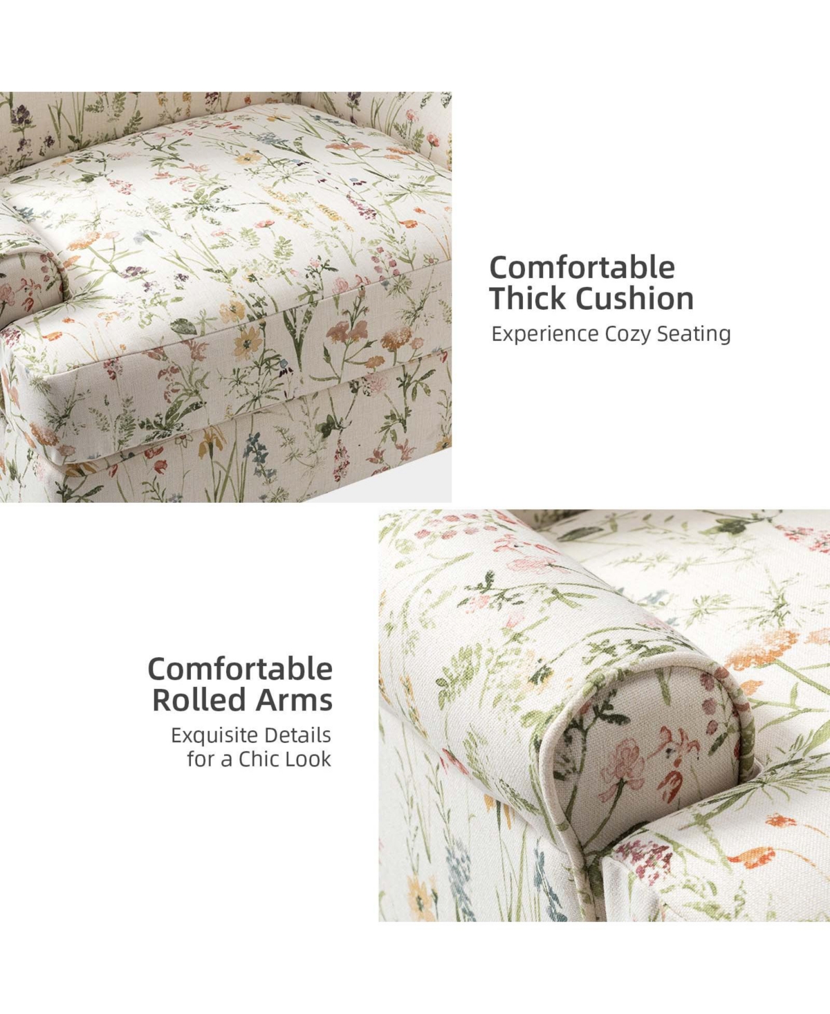 Lucretia Modern Upholstered Accent Chair with Patterned Cushion