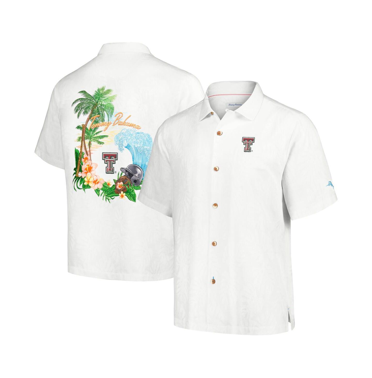 Мужская рубашка Tommy Bahama White Texas Tech Red Raiders Castaway Game Camp Button-Up — фото 1