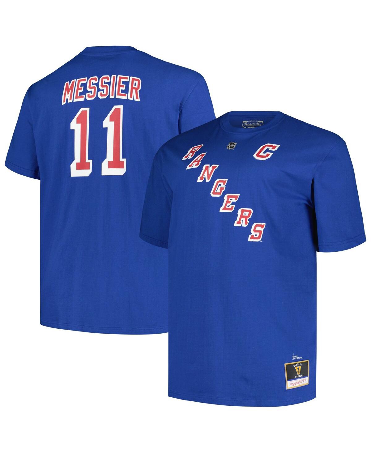 Profile Men's Mark Messier Blue New York Rangers Big Tall Captain Patch Name Number T-Shirt - Blue
