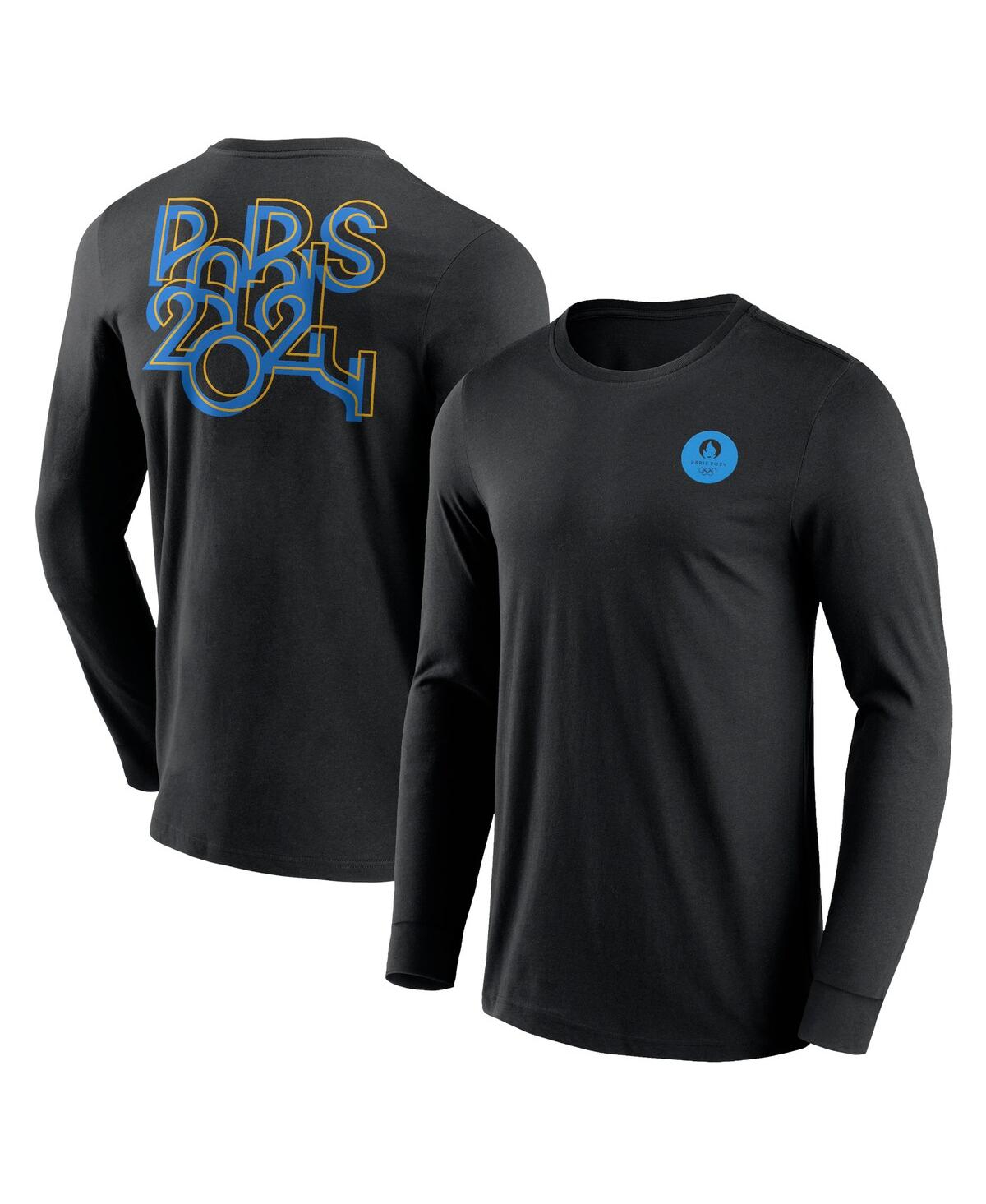 Shop Fanatics Branded Men's Black Paris 2024 Text Block Overlay Long Sleeve T-shirt