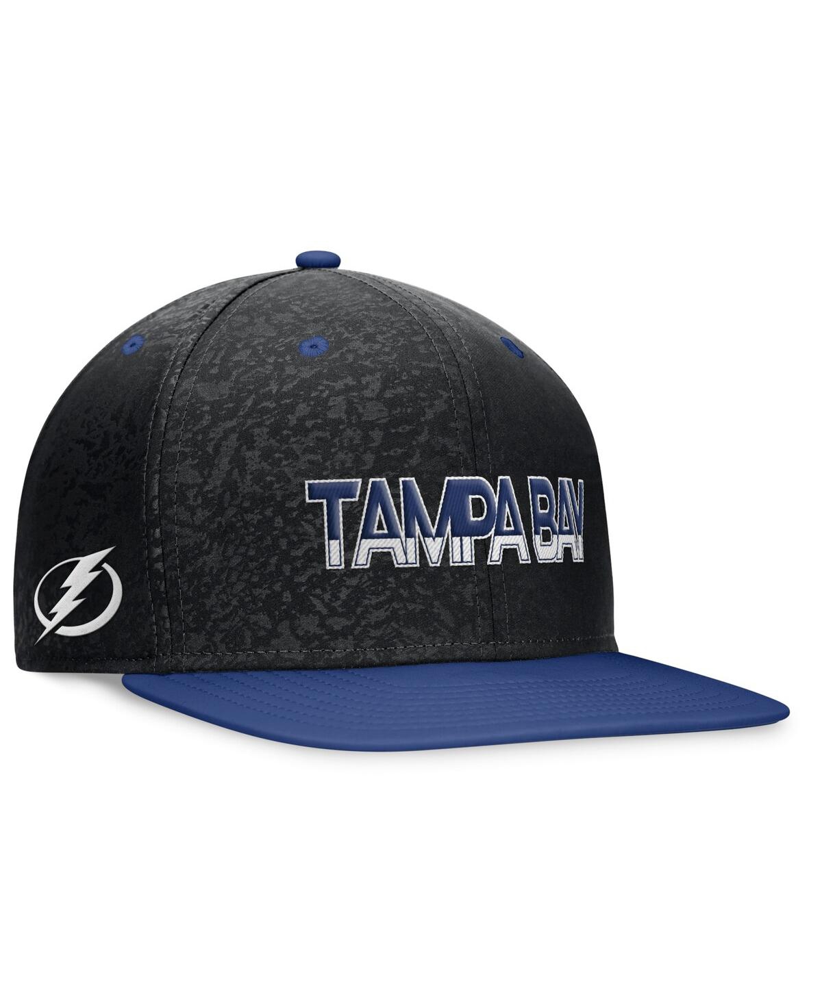 Shop Fanatics Branded Men's Black/blue Tampa Bay Lightning Alternate Jersey Adjustable Snapback Hat In Blk,blucob
