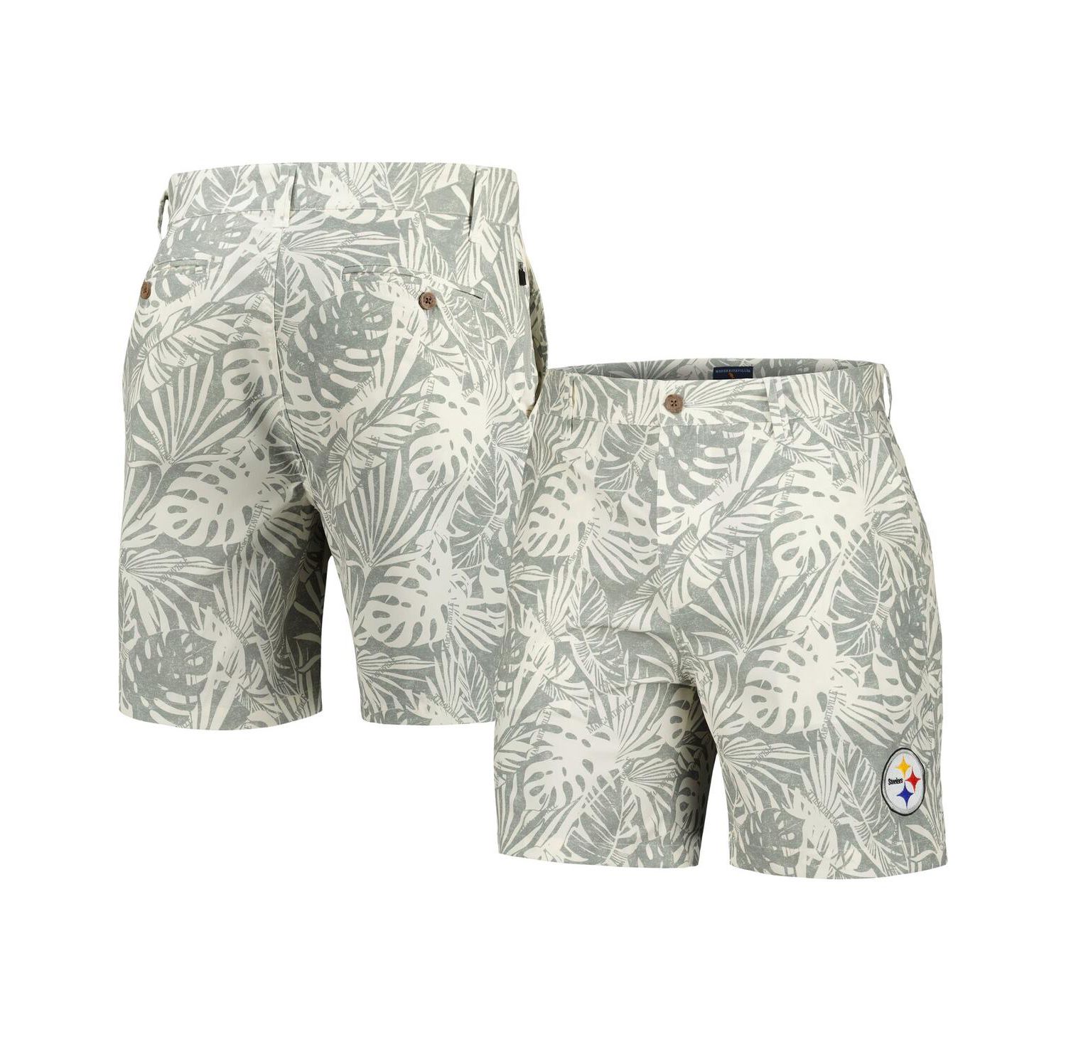 Men's Gray Pittsburgh Steelers Sandwashed Monstera Print Amphib Shorts