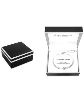 Diamond Graduated Heart Bolo Bracelet (1/6 ct. t.w.) in Sterling Silver