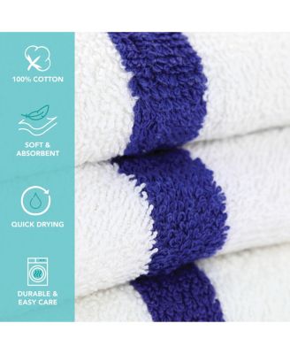 Power Gym Hand Towels (12 Pack),  16x27, White with Colored Stripe, 100% Ring-Spun Cotton