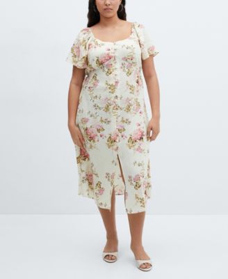 Mango Women's Buttoned Linen-Blend Dress - Macy's