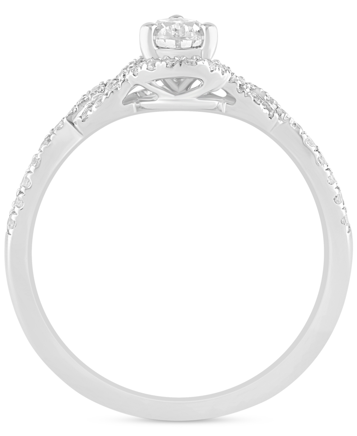 Shop Macy's Diamond Pear Halo Twist Engagement Ring (3/4 Ct. T.w.) In 14k White Gold