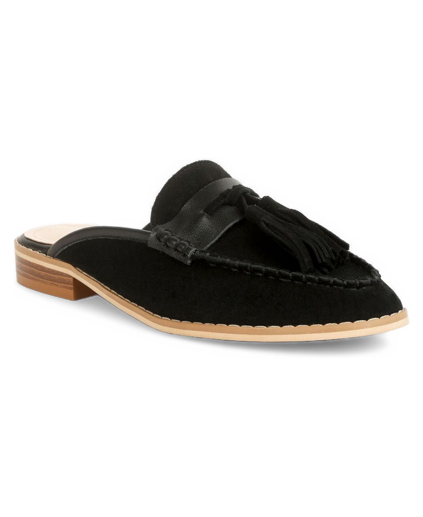 Женские сабо Rag & Co Edmanda Tassle Detail Leather Mules, цвет: Чёрный — фото 1