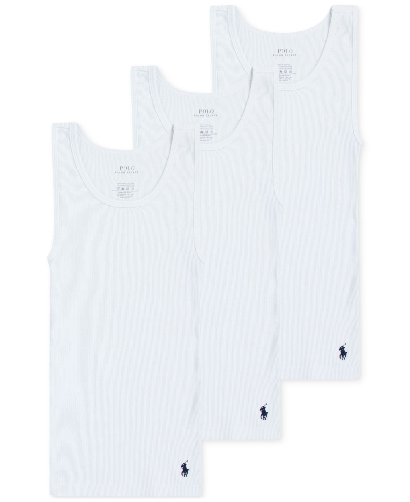 Топы Polo Ralph Lauren Tank Undershirts, Pack of 3 для мальчиков, цвет: Белый — фото 1