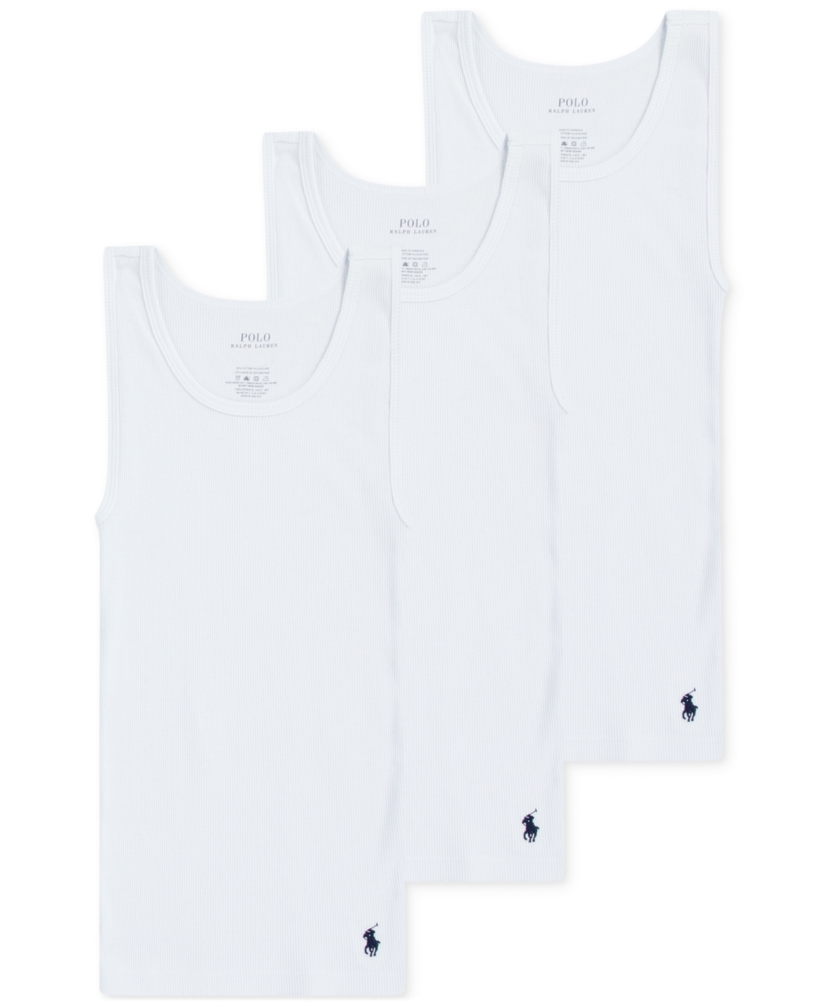 Polo Ralph Lauren Kids' Big Boys Tank Undershirts, Pack Of 3 In White
