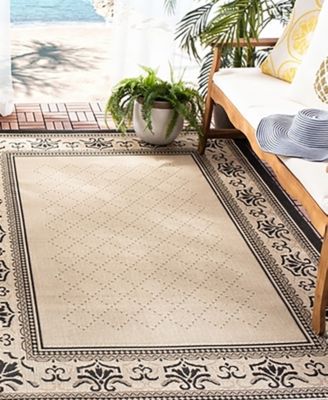 Courtyard CY0901 Sand and Black 8' x 11' Outdoor Area Rug