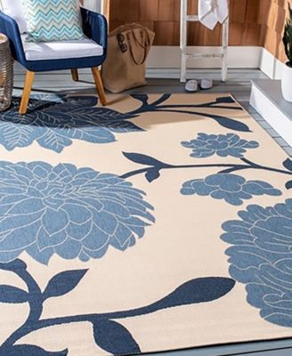 Courtyard CY7321 Beige and Blue 8' x 11' Sisal Weave Outdoor Area Rug