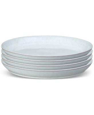 Denby - White Speckle Stoneware Coupe Dinner Plates, Set of 4