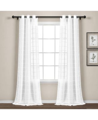 Farmhouse Textured Grommet Sheer Window Curtain Panels