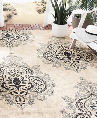 Courtyard CY7926 Creme and Black 5'3" x 7'7" Outdoor Area Rug