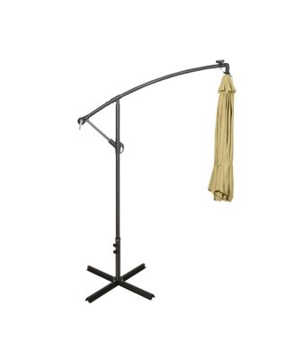 10 Ft Outdoor Solar LED Cantilever Umbrella with Base Weights