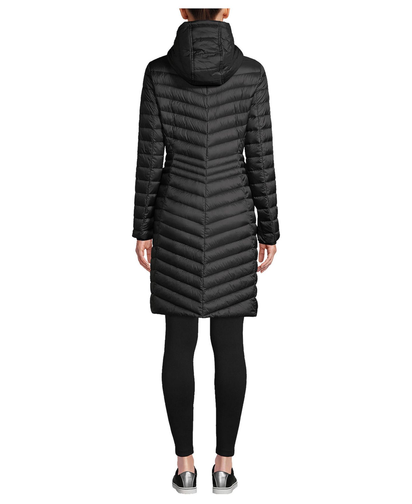 Женское пальто Lands' End Wanderweight Packable Down Coat, цвет: Чёрный — фото 2